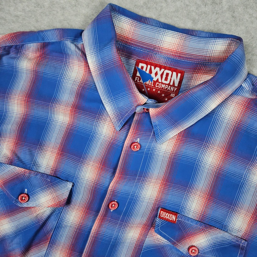 Dixxon Flannel Mens 3XL Blue Plaid Short Sleeve Button Up Glory USA Bamboo Shirt